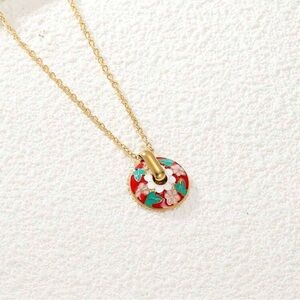 Oil Drip Floral 3D Pendant Necklace NWT